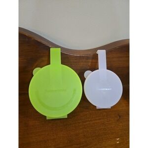 Tupperware Forget Me Not Onion Tomato Keeper Lot Of 2 Large Green & Small White